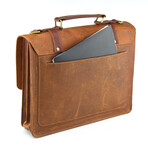 Everyday Designer Laptop Satchel Leather Bag // 15"// Tan