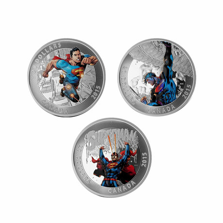 2015 Colorized Superman Comic Book 1 oz Silver Coins // Set of 3 // Canada // NGC Certified PF70 Ultra Cameo Early Release // Deluxe Box