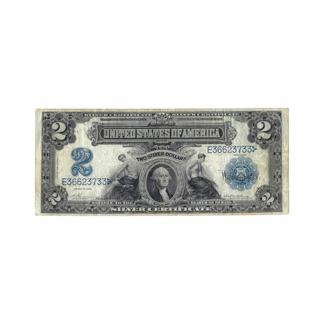 1899 $2 Large Size Silver Certificate // Lightly Circulated // Deluxe Collector's Pouch