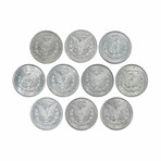 Morgan Silver Dollars // Set of 10 Different Dates or Mintmarks (1878-1904) // Extra Fine Condition // Deluxe Collector's Pouch