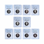 John F. Kennedy Clad Half Dollars // 10 Selected Dates from 1974-2007 // PCGS Certified PR69