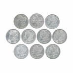 Morgan Silver Dollars // Set of 10 Different Dates or Mintmarks (1878-1904) // Extra Fine Condition // Deluxe Collector's Pouch