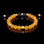 Yellow Agate Stone + Gold Plated Stainless Steel Adjustable Bracelet // 7.75"