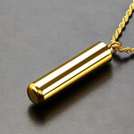 Yellow Plated Stainless Steel + Capsule Pendant Necklace // 24"