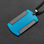 Black + Blue Plated Stainless Steel Dog Tag Necklace // 24"