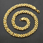 Gold Plated Stainless Steel Flat Byzantine Chain Necklace // 22"