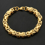Gold Plated Stainless Steel Byzantine Chain Bracelet // 8"