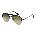 Men's Aviator Sunglasses // Black + Green