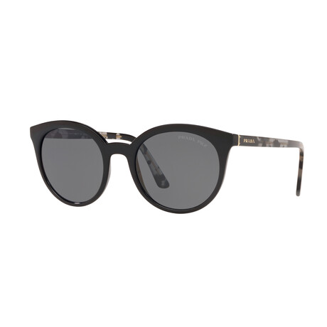 Women's Round Polarized Sunglasses // Black + Gray