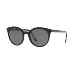Women's Round Polarized Sunglasses // Black + Gray
