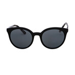 Women's Round Polarized Sunglasses // Black + Gray