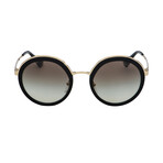 Women's Round Sunglasses // Black + Gold + Gray