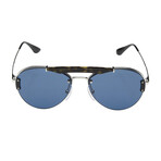 Men's Aviator Sunglasses // Havana Silver + Blue