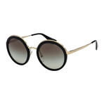Women's Round Sunglasses // Black + Gold + Gray