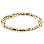 8" Gold Plated Stainless Steel Polished Curb Link Bracelet // Gold