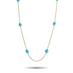 Fred of Paris // Baie Des Anges 18K Yellow Gold Diamond + Turquoise Necklace // 34" // Estate