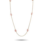 Fred of Paris // Baie Des Anges 18K Yellow Gold Diamond + Pink Opal Necklace // 34" // New