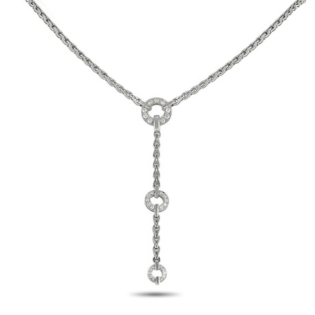 Di Modolo // 18K White Gold Diamond Circle Necklace // 17.5" // Estate
