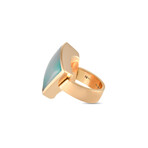 Vhernier // Plateau 18K Rose Gold Turquoise + Rock Crystal + Quartz Ring // Ring Size: 6.5 // Estate