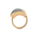 Vhernier // Plateau 18K Rose Gold Turquoise + Rock Crystal + Quartz Ring // Ring Size: 6.5 // Estate