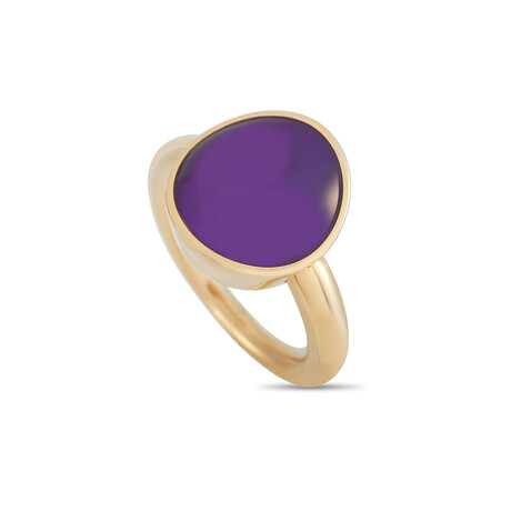Vhernier // Giotto 18K Yellow Gold + Sugilite Quartz Ring // Ring Size: 6.5 // Estate