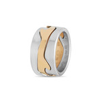Georg Jensen // Fusion 18K White Gold + 18k Rose Gold Puzzle Band Ring // Ring Size: 7 // Estate