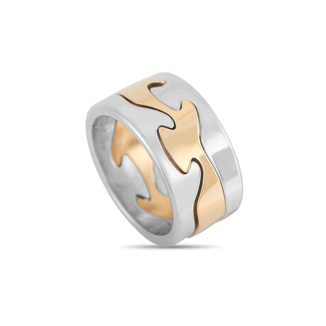 Georg Jensen // Fusion 18K White Gold + 18k Rose Gold Puzzle Band Ring // Ring Size: 7 // Estate