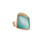 Vhernier // Plateau 18K Rose Gold Turquoise + Rock Crystal + Quartz Ring // Ring Size: 6.5 // Estate
