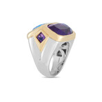 Marina B. // 18K Yellow Gold + 18k White Gold Amethyst + Topaz Ring // Ring Size: 6.75 // Estate