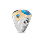 Marina B. // 18K Yellow Gold + 18k White Gold Amethyst + Topaz Ring // Ring Size: 6.75 // Estate