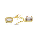 SeidenGang // 18K Yellow Gold Diamond + Pink Topaz Dangle Earrings // Estate