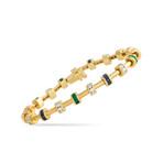 Charles Krypell // 18K Yellow Gold Diamond + Sapphire + Emerald Bracelet // 7" // Estate