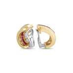 Faraone Mennella // 18K Yellow Gold Diamond + Ruby Clip-On Earrings // Estate