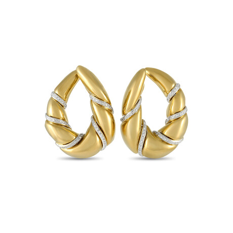 Craig Drake // 18K Yellow Gold Diamond Earrings // Estate