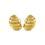 Henry Dunay // 18K Yellow Gold Hammered Earrings // Estate