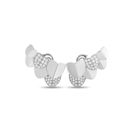 Fred of Paris // Une Ile D'or 18K White Gold Diamond Earrings // New