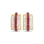 Faraone Mennella // 18K Yellow Gold Diamond + Ruby Clip-On Earrings // Estate