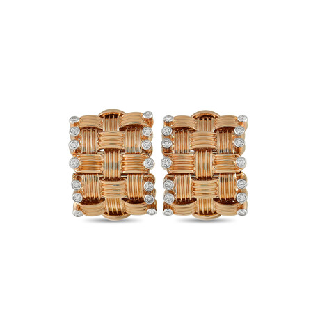 Roberto Coin // Appassionata 18K Rose Gold Diamond Earrings // Estate