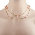 Fred of Paris // Baie Des Anges 18K Yellow Gold Diamond + Pink Opal Necklace // 34" // New