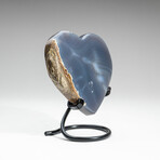 Genuine Polished Blue Agate Heart on Metal Stand v.1