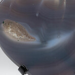 Genuine Polished Blue Agate Heart on Metal Stand v.2