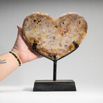 Genuine Strawberry Quartz Heart on Metal Stand