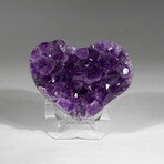 Genuine Amethyst Crystal Clustered Heart with Velvet Pouch v.3