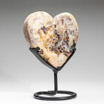 Genuine Crazy Lace Agate Heart on Metal Stand
