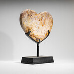 Genuine Strawberry Quartz Heart on Metal Stand