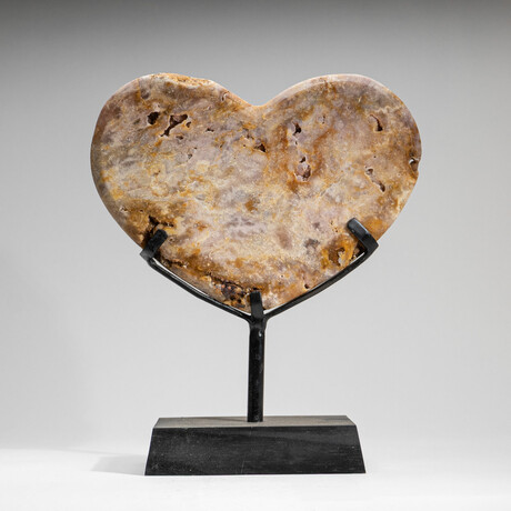 Genuine Strawberry Quartz Heart on Metal Stand