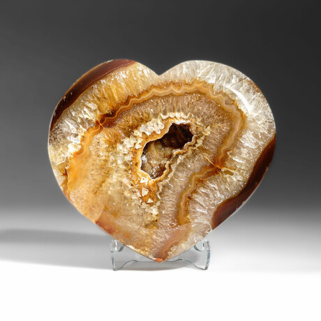 Genuine Citrine Crystal Clustered Heart + Acrylic Display Stand