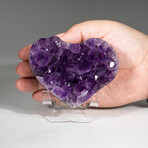 Genuine Amethyst Crystal Clustered Heart with Velvet Pouch v.3