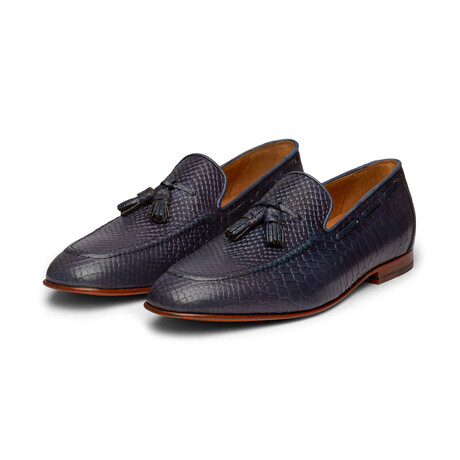 Python Print Tassel Loafers // Ink Blue (US: 6)