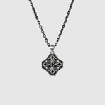 Octagon Black Onyx Pendant + Silver Bold Chain (19.7"L)